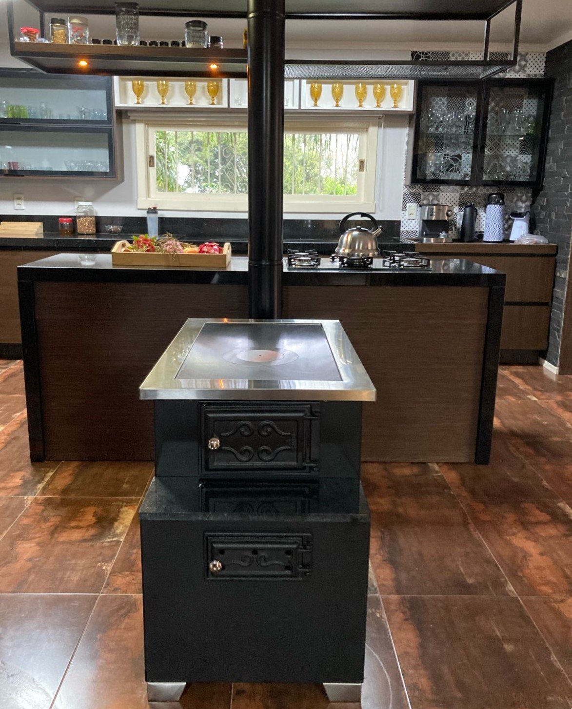 fogão campeiro VERONA preto chapa ferro